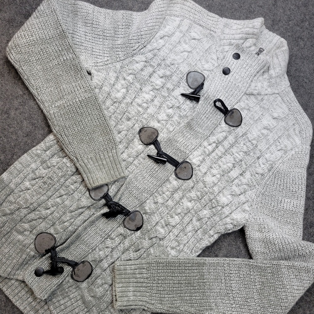 Express Sweater Womens Small Gray Long Sleeve Cable Knit Cardigan Toggle Button